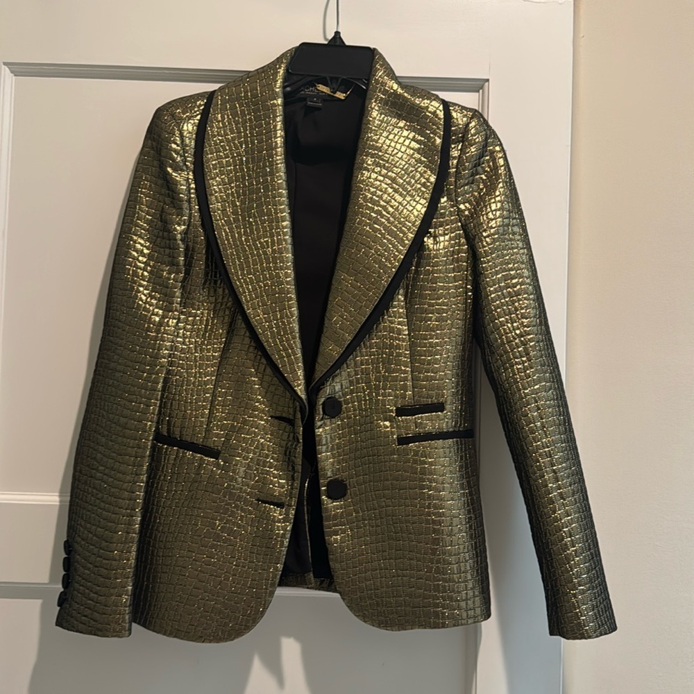 Rachel Zoe Metallic Gold Blazer with Black Trim